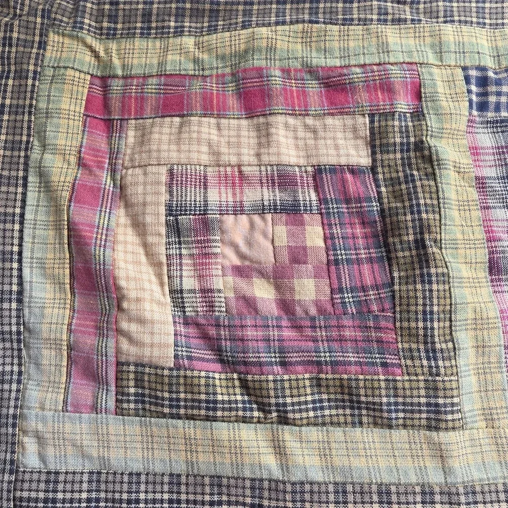 Nancy's Nook Victorian Heart Quilted Placemat Log Cabin Plaid Cotton 17x11